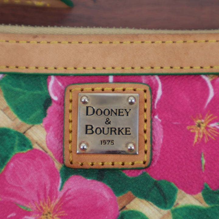 Dooney & Bourke Tropical Hibiscus Floral Basketweave Wristlet Pouch