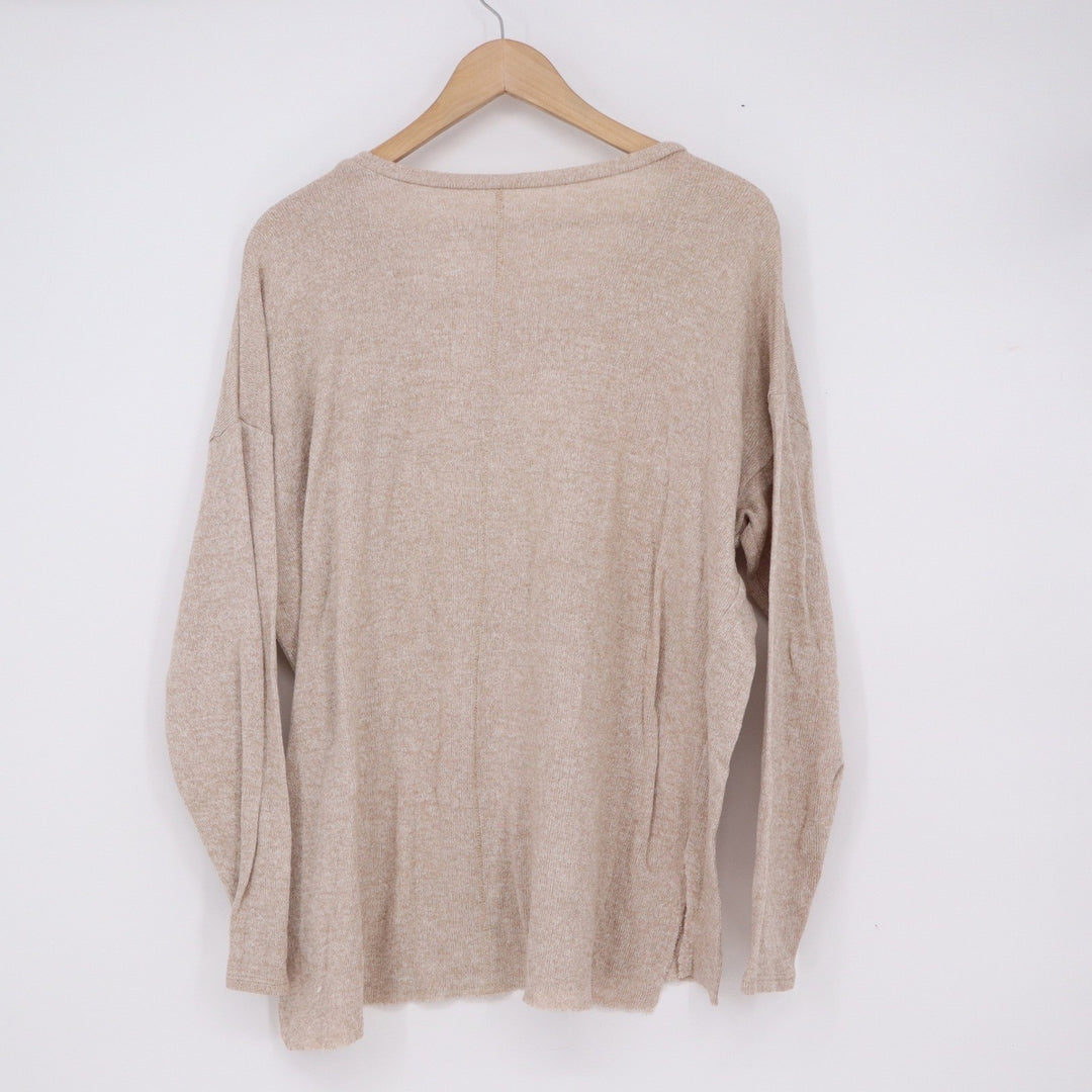 American Eagle Soft & Sexy Plush Tan Heather Long Sleeve Top Large