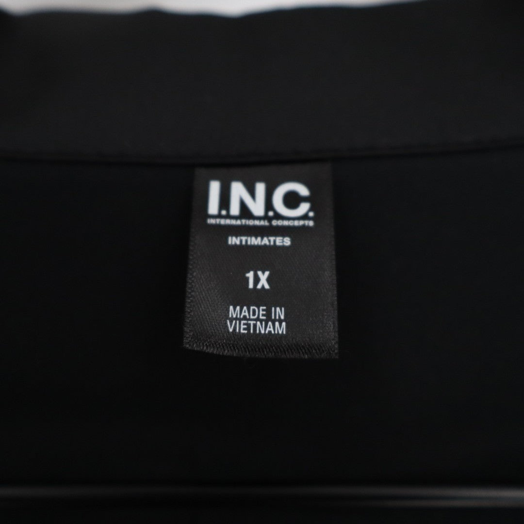 I.N.C International Concepts 2-PC Pajamas Set Womens 1X Black Stretch Sleepwear