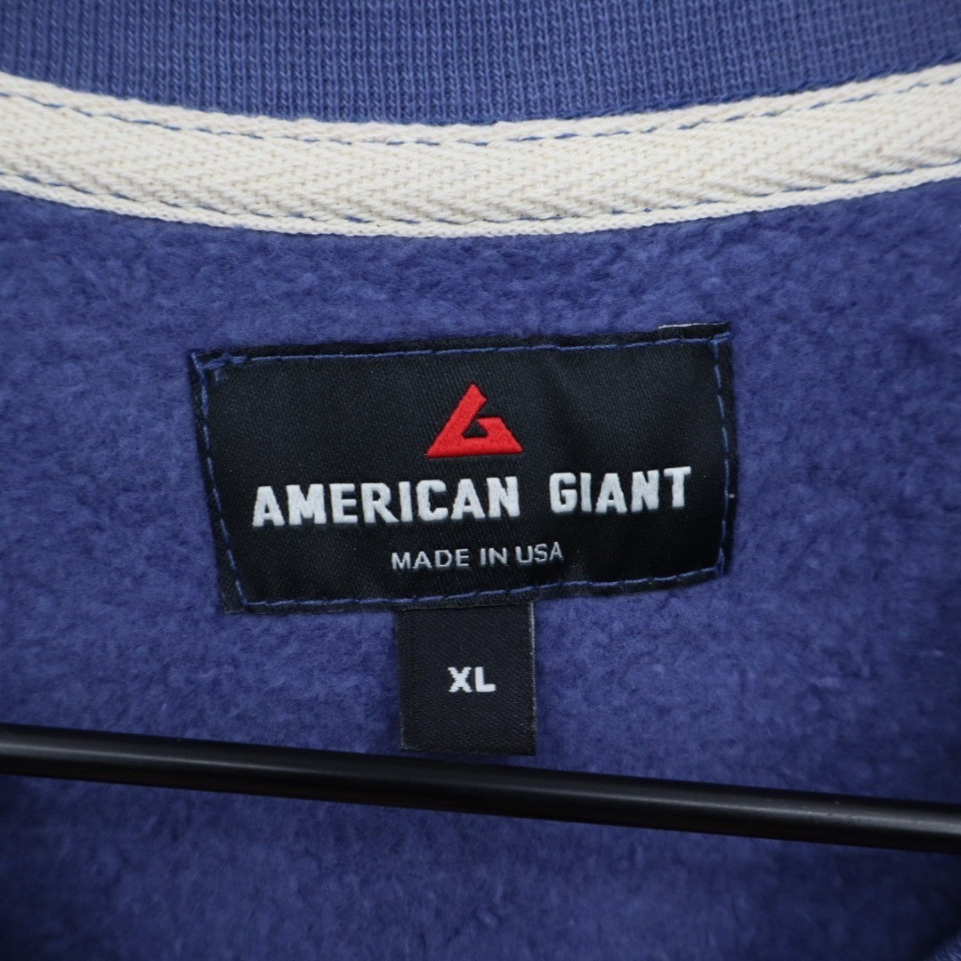 American Giant Midweight Sweatshirt Mens XL Blue Cotton Fleece Raglan Sleeve