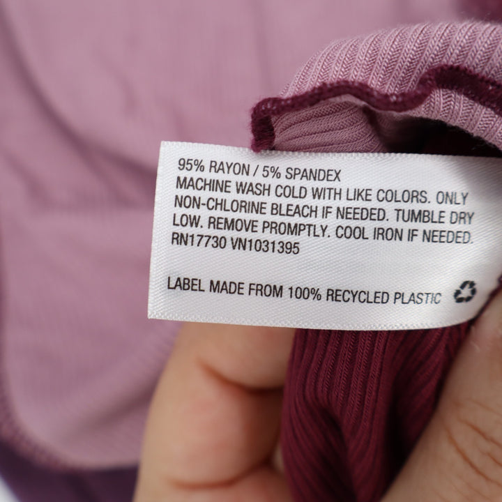 Wild Fable Crop Top Women Medium Purple Colorblock Stretch Ribbed Knit Crew Neck