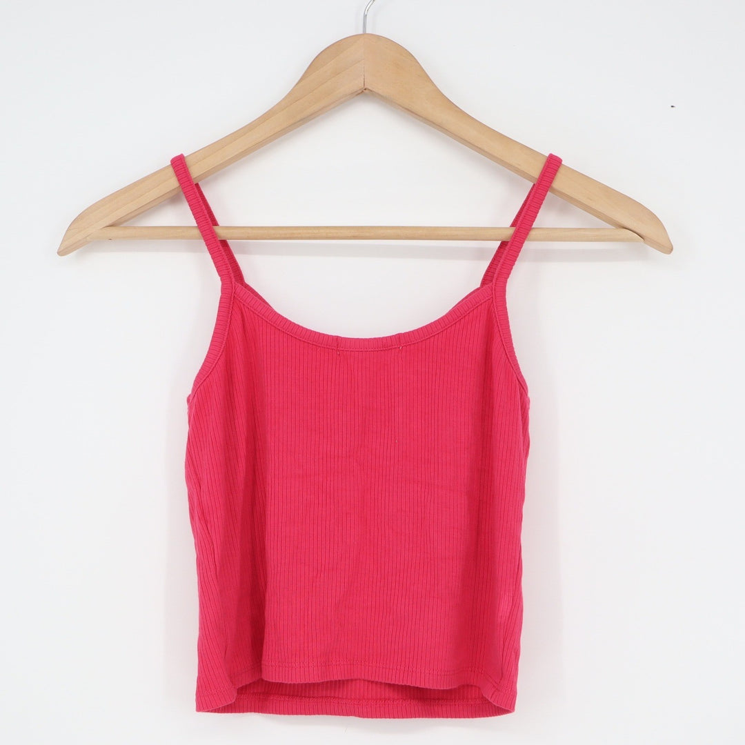 Active USA Pink Ribbed Knotted Scoop Neck Cami Tank Top Medium