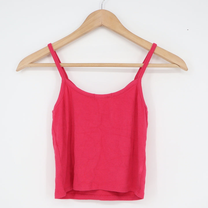 Active USA Pink Ribbed Knotted Scoop Neck Cami Tank Top Medium