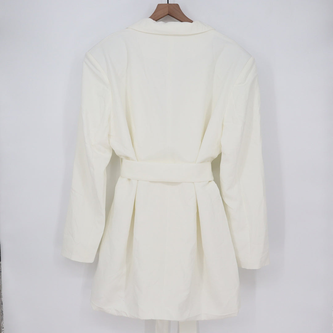 Showpo Denali Mini Dress White Tie Waist Blazer Dress US 14 New