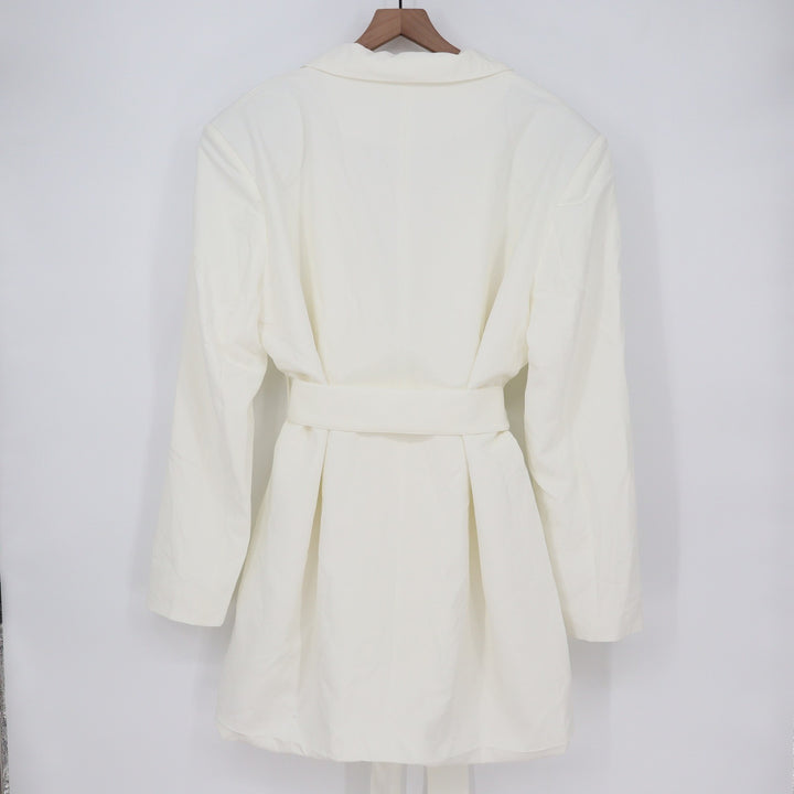 Showpo Denali Mini Dress White Tie Waist Blazer Dress US 14 New