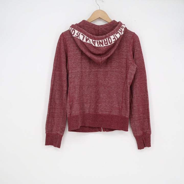 Cali Love Heritage California Zip Up Hoodie Burgundy Red Marl Graphic Large