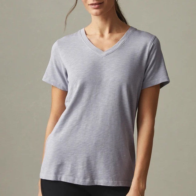 AMERICAN GIANTS V Neck T Shirt Taupe Basic Casual Cotton Made in USA Size L
