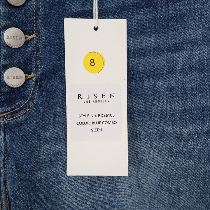 Risen Jeans Womens Blue Combo Two Tone Button Fly Denim Shorts Size L 8