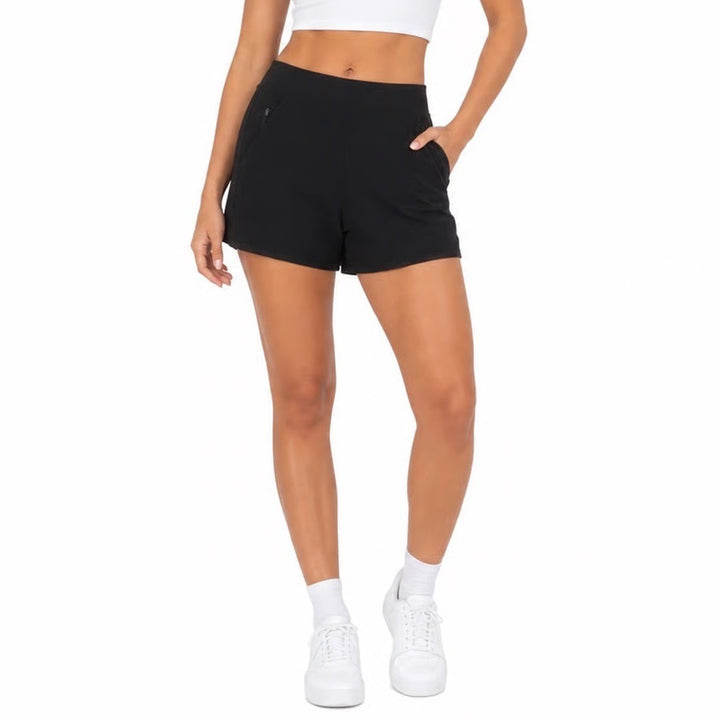 Athleta Black Athletic Hiking Shorts Zipper Pocket Size 8