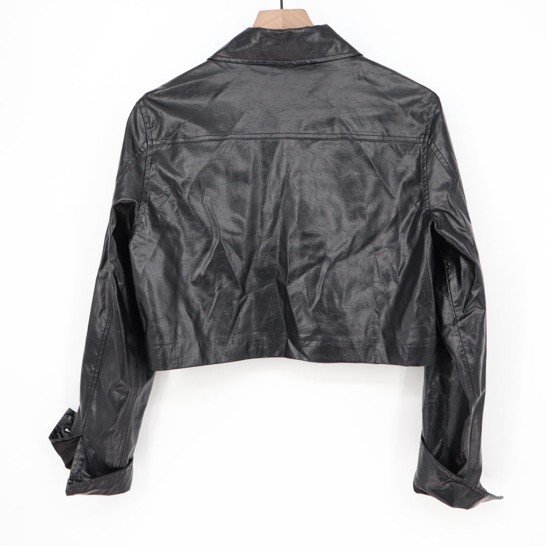 Lucyparis Cropped Jackets Womens Medium Core Black Spread Collar Long Sleeve