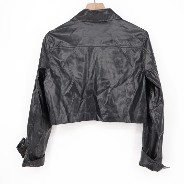 Lucyparis Cropped Jackets Womens Medium Core Black Spread Collar Long Sleeve