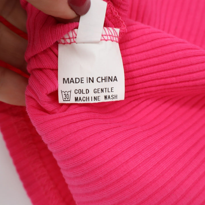 Unbranded Crop Top Womens S One Shoulder Ribbed Hot Pink Asymmetrical Excellent