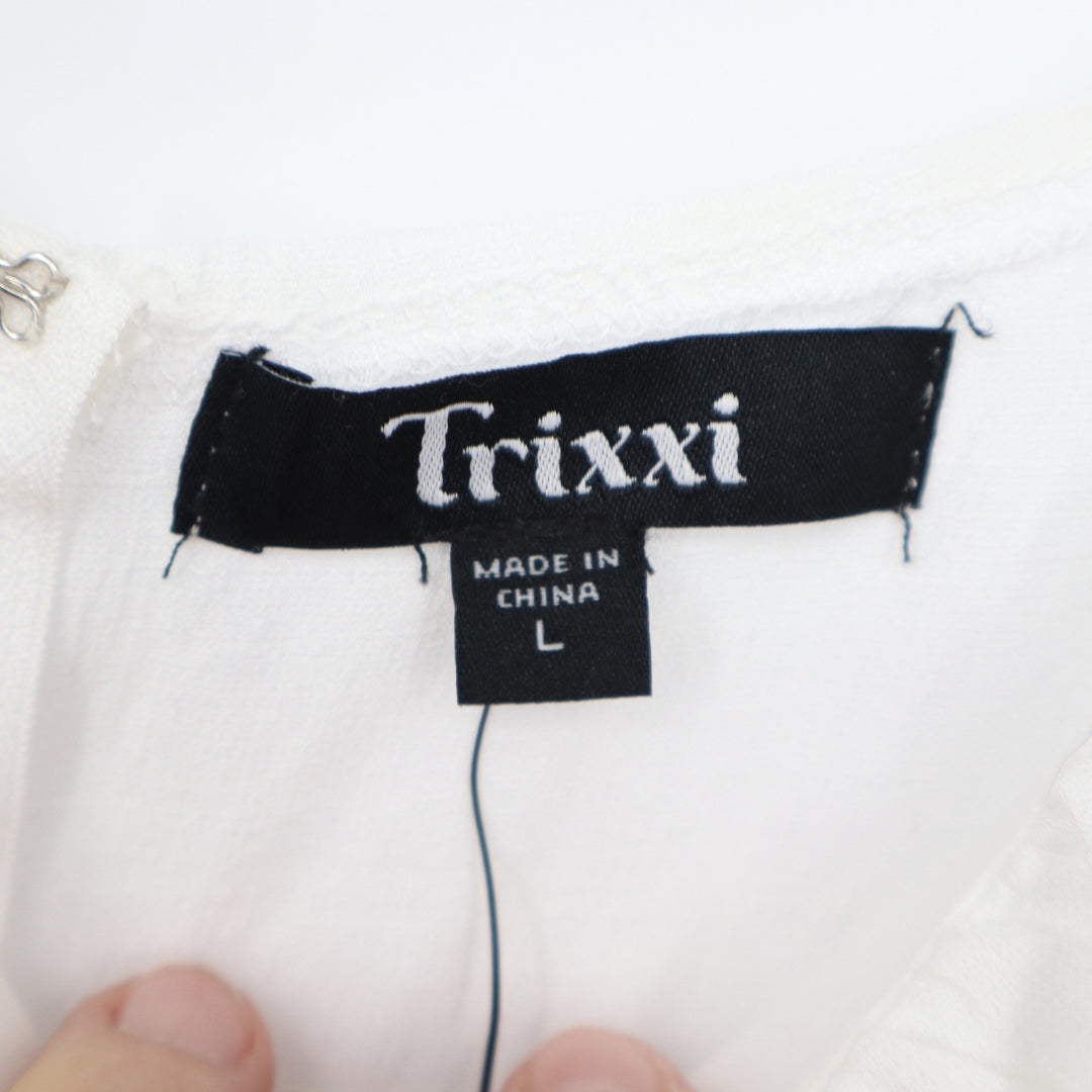 Trixxi Francescas White Tiered Maxi Dress Tie Strap Sweetheart 26DZ937HWI Mens L