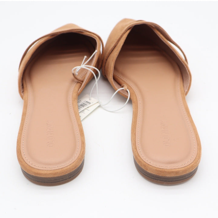 Old Navy Womens Faux Suede Pointed Toe Fashion Mule Flats Camel Tan Size 9 NEW