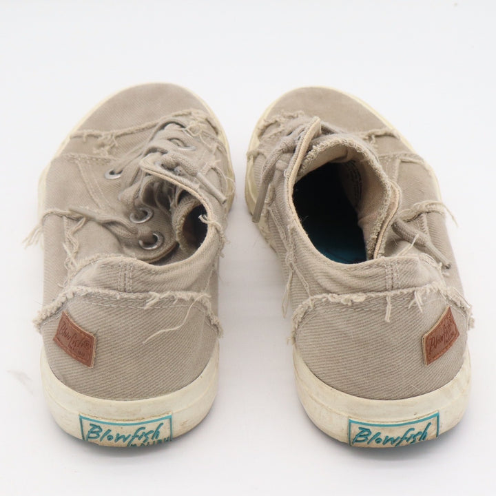 Blowfish Malibu Womens 8 Khaki Canvas Frayed Distressed Low Top Sneakers