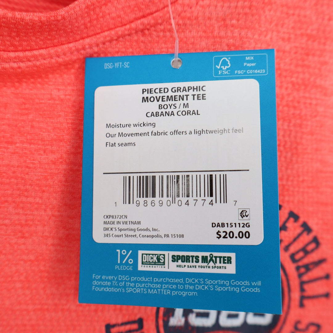 DSG Boys Cabana Coral Pieced Graphic Movement Basketball Tee Shirt Size M 10-12