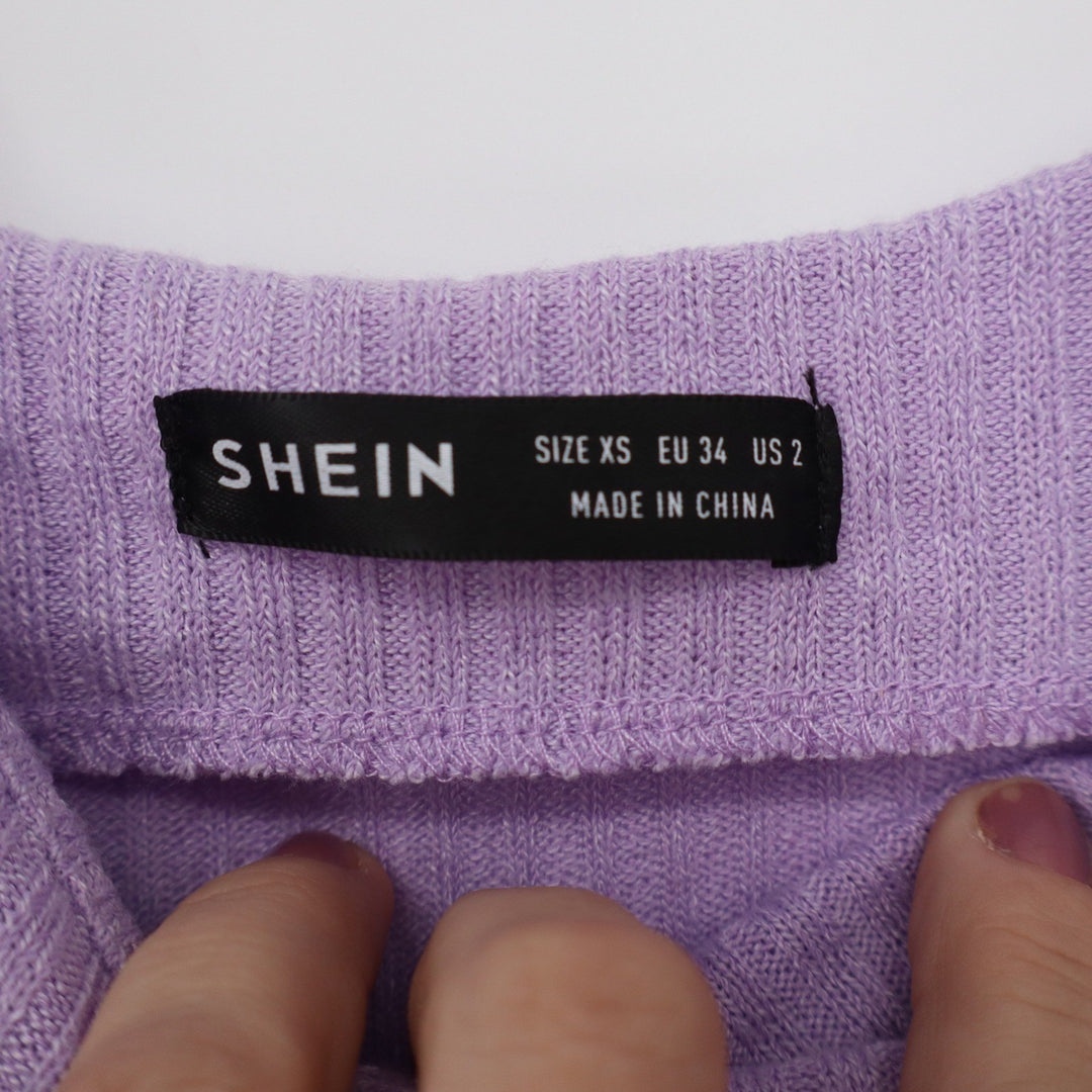 SHEIN Lavender Purple Ribbed Knit Spaghetti Strap Camisole Top XS
