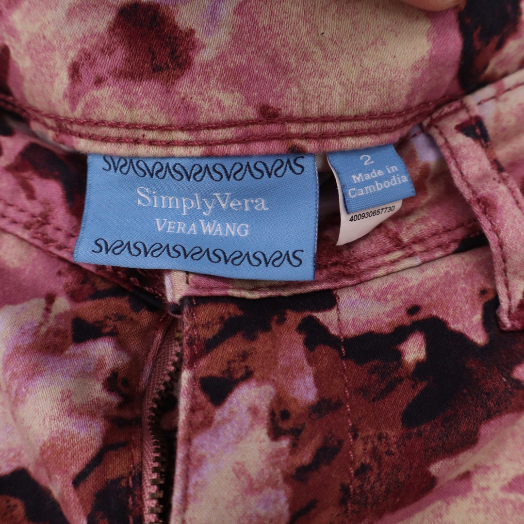 Simply Vera Vera Wang Pink Floral Abstract Skinny Jeans Size 2 Stretch Slim Fit