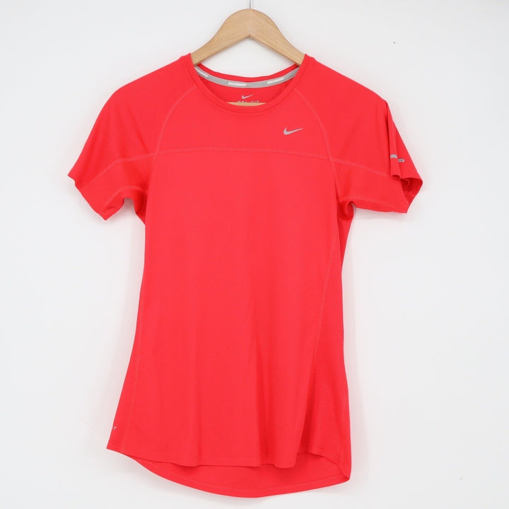 Nike T-Shirt Womens Small Dri-FIT Running Red Reflective Excellent