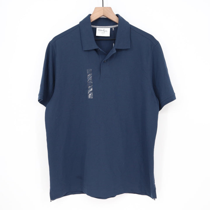 Walter Hagen Clubhouse Navy Blue Solid Pique Polo Mens Large Stretch