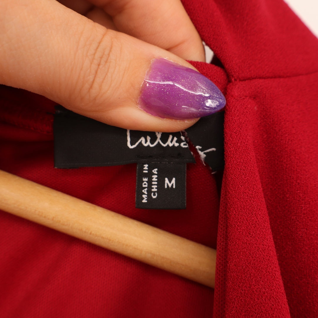 Lulus One to Cherish One Shoulder Maxi Dress Women Medium Red Side Slit Back Zip