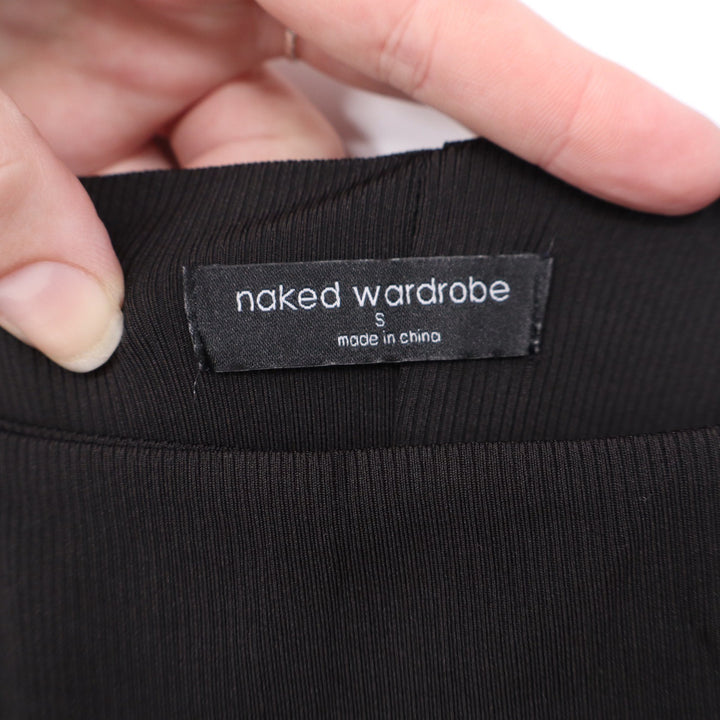 Naked Wardrobe Womens Black Ribbed Scoop Neck Sleeveless Jumpsuit Size S