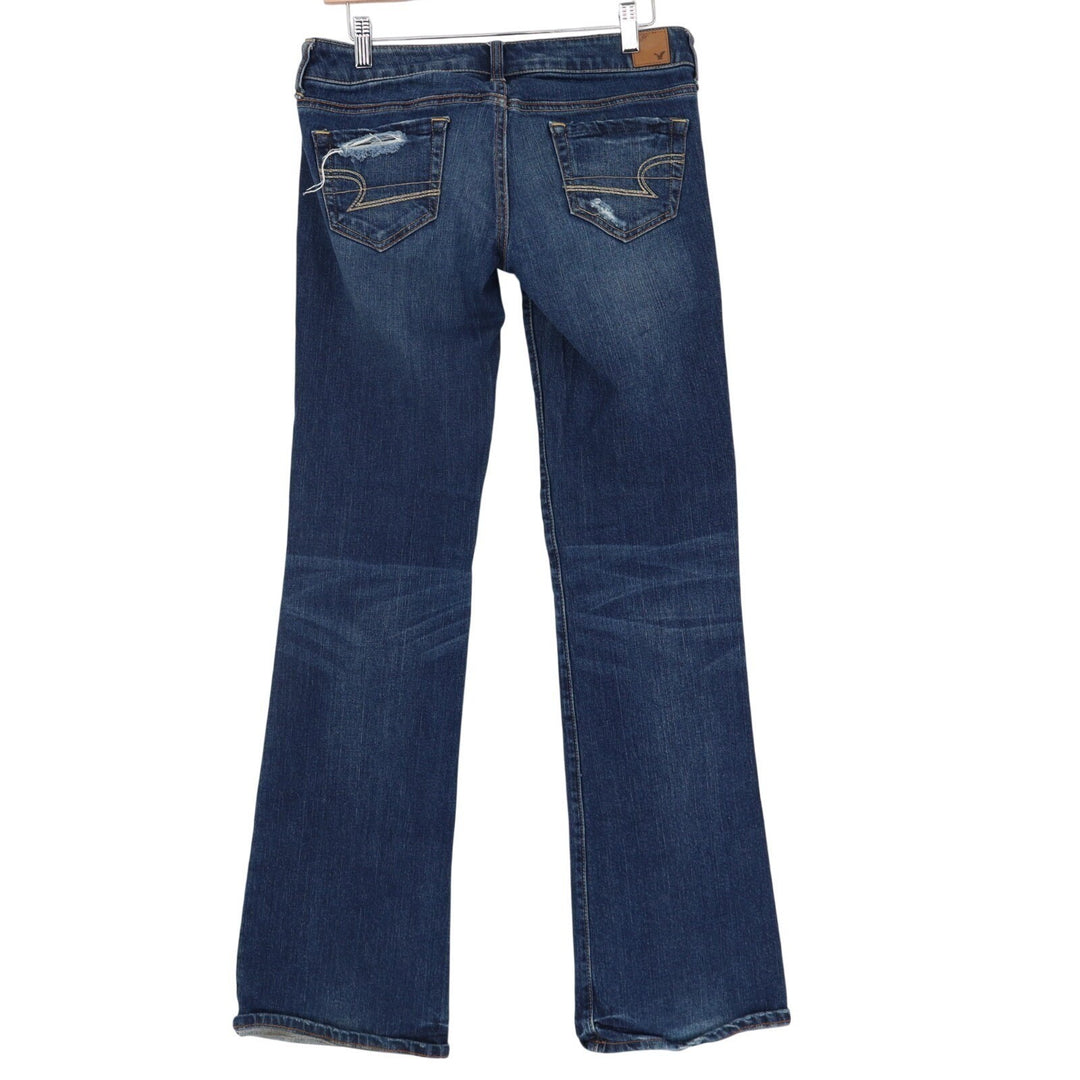 American Eagle Outfitters Jeans Womens 4L Blue Stretch Distressed Straight Leg