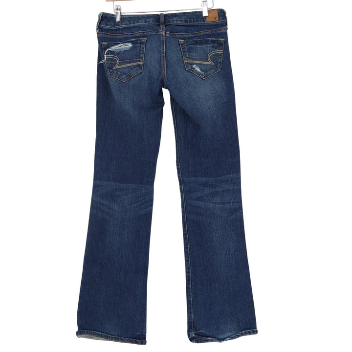 American Eagle Outfitters Jeans Womens 4L Blue Stretch Distressed Straight Leg