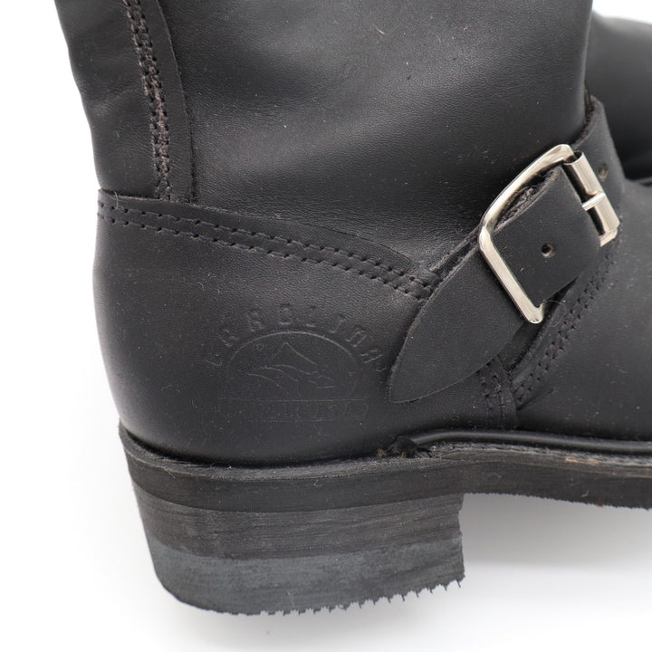Carolina Motorcycle Womens US 7 Black Leather Round Toe Mid Calf Biker Boots