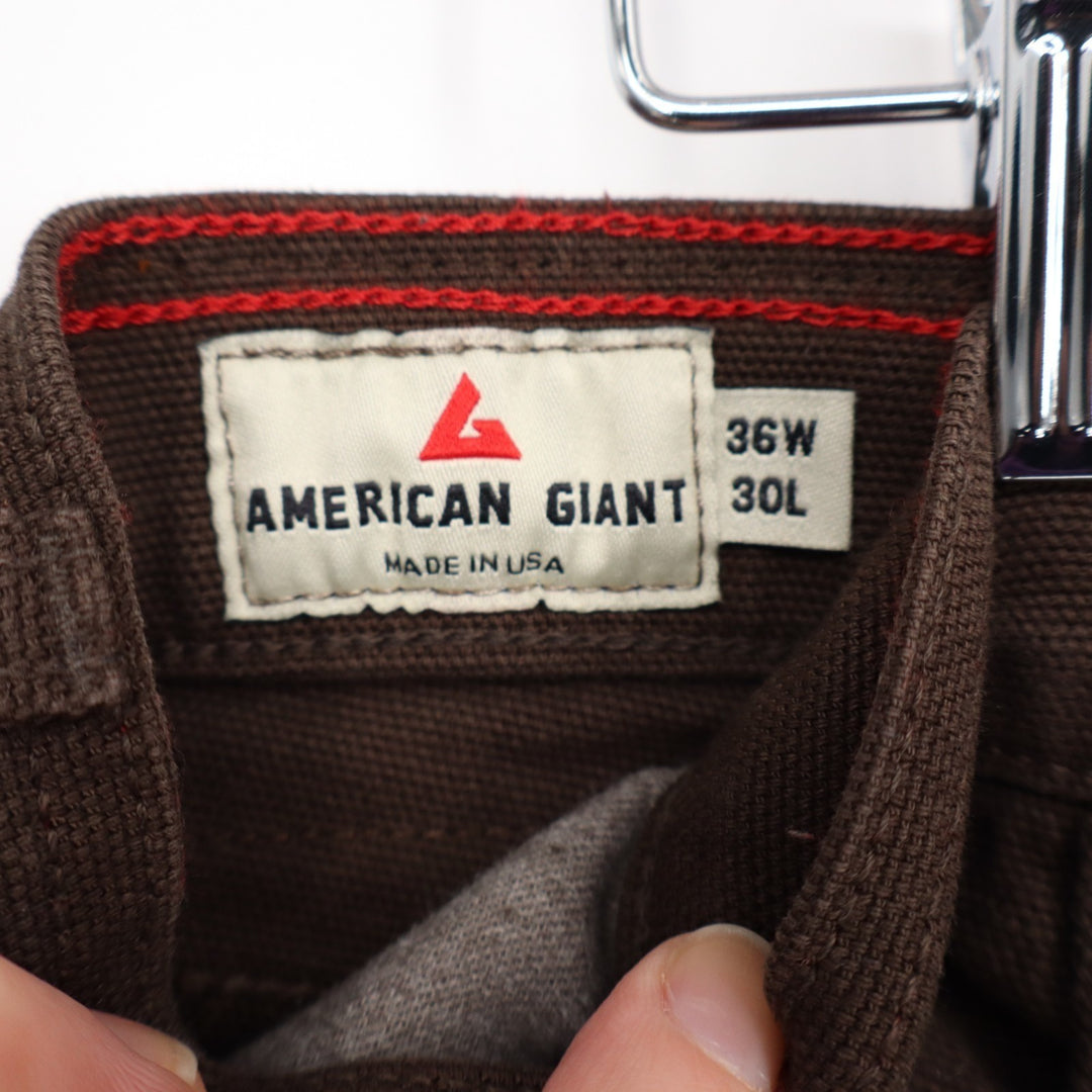 American Giant Roughneck Pants Mens 36x30 Brown Cotton Stretch  Straight Leg