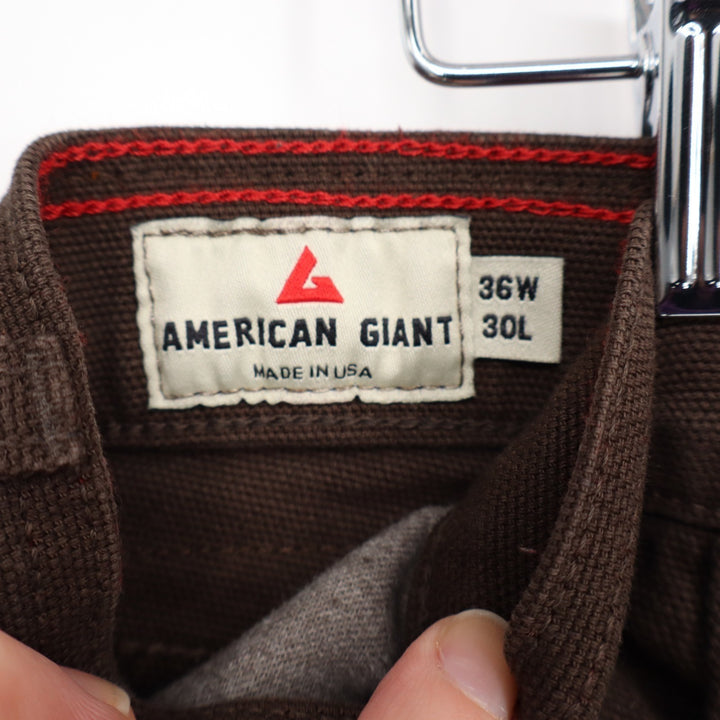 American Giant Roughneck Pants Mens 36x30 Brown Cotton Stretch  Straight Leg