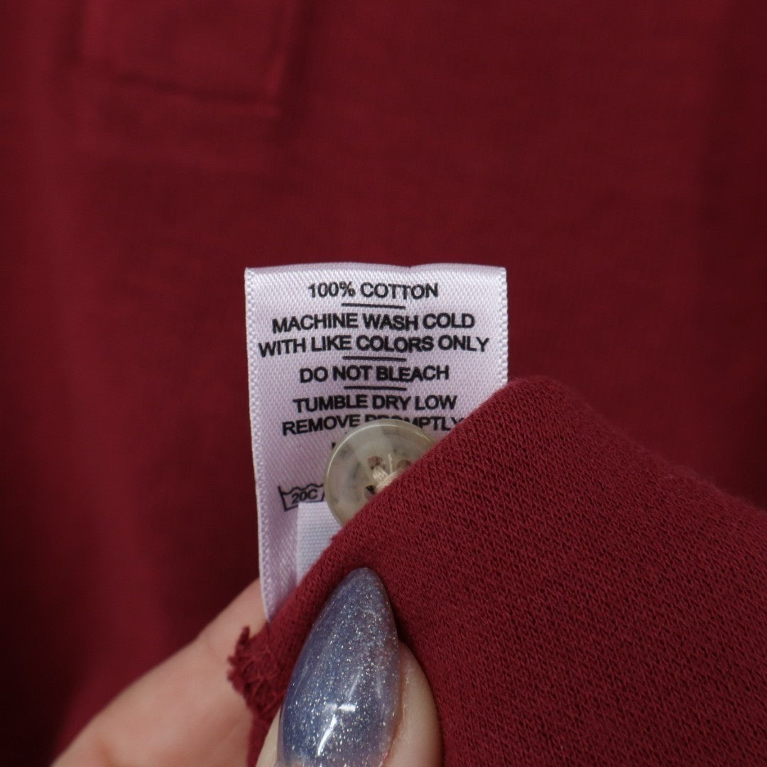 American Giant French Rib T-Shirt Mens S Maroon Henley Neck Long Sleeve Pullover