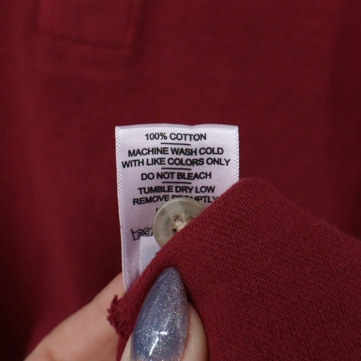 American Giant French Rib T-Shirt Mens S Maroon Henley Neck Long Sleeve Pullover