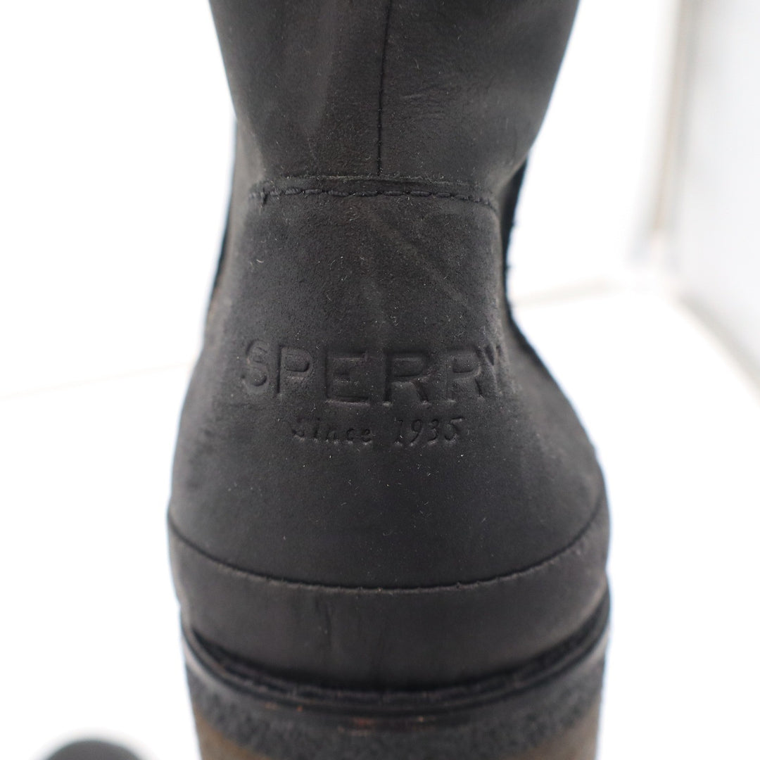 Sperry Top-Sider Black Leather Ankle Boots Womens 8.5 Zip Block Heel