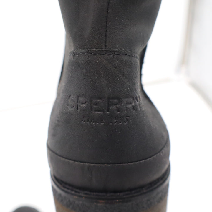 Sperry Top-Sider Black Leather Ankle Boots Womens 8.5 Zip Block Heel