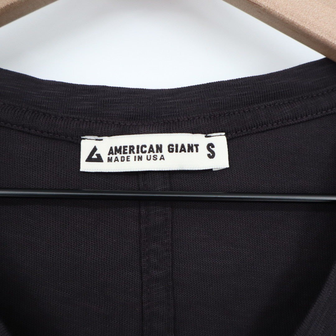 American Giant Womens Size S Black V Neck Supima Cotton T Shirt Made in USA