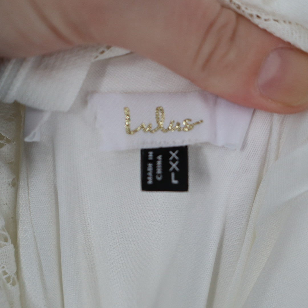 Lulus Beloved Eternity Maxi Dress Womens 2XL White Nylon Lace Detail Sleeveless