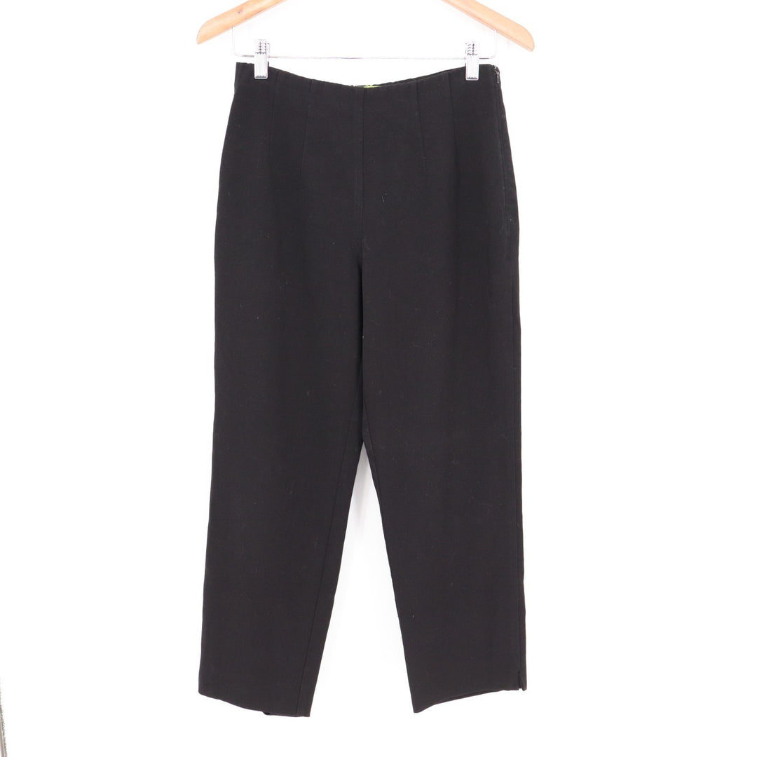 Sigrid Olsen Pants Womens 4 Petite Black Stretch Pleated Tapered Leg Side Zip