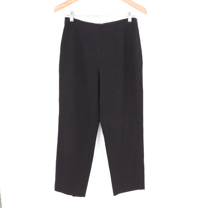 Sigrid Olsen Pants Womens 4 Petite Black Stretch Pleated Tapered Leg Side Zip