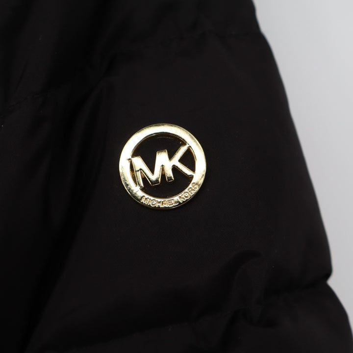 Michael Kors Puffer Jacket Womens M Black Full Zip Pockets Snap Up Long Sleeve