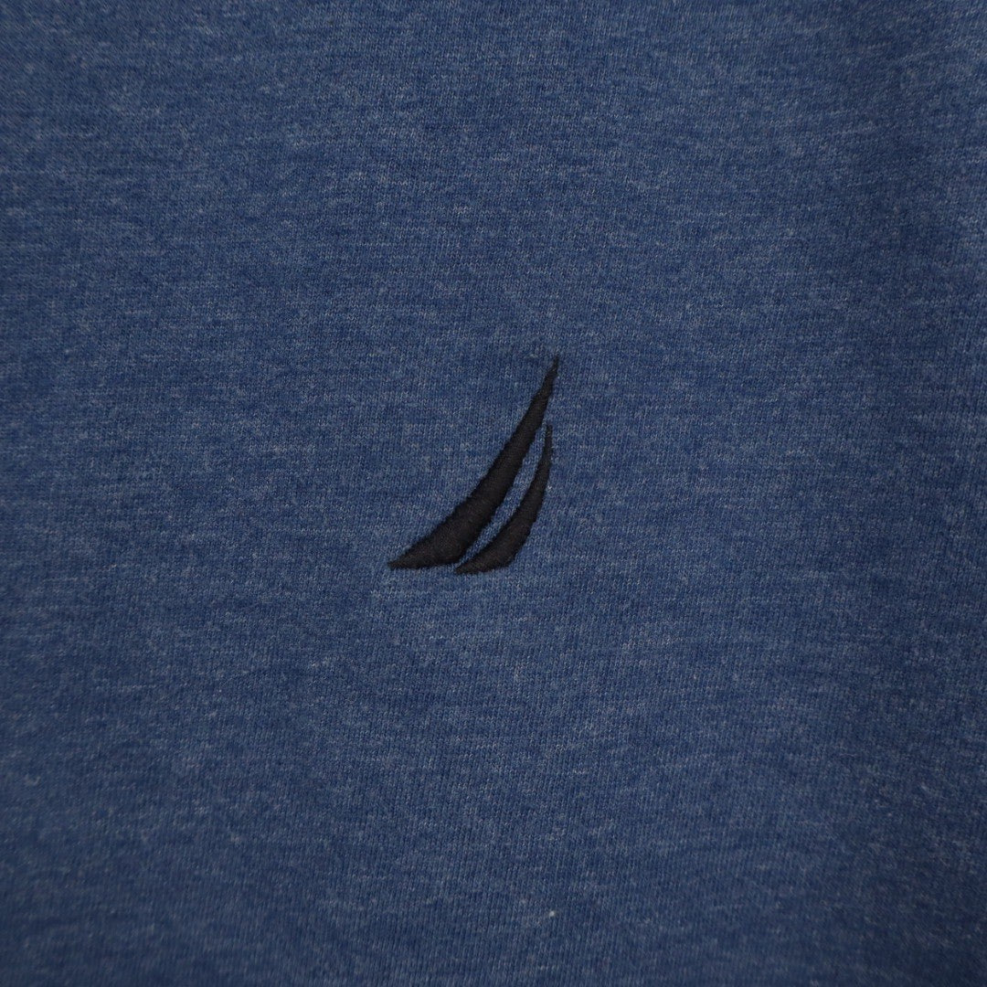 Nautica Mens Blue V Neck T Shirt Short Sleeve Basic Logo Size S