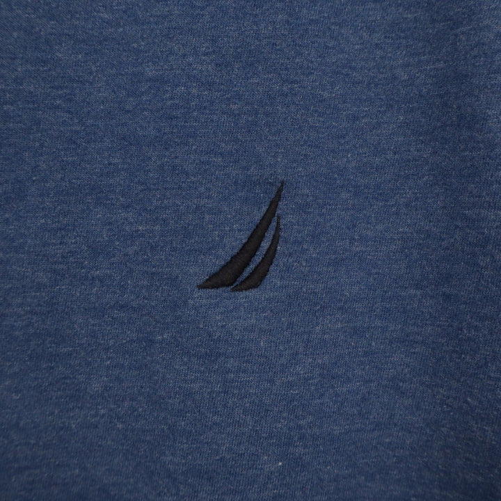Nautica Mens Blue V Neck T Shirt Short Sleeve Basic Logo Size S