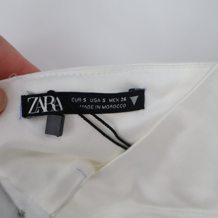 Zara Maxi Dress Womens Small White Sleeveless Cut-Out Back Spaghetti Straps
