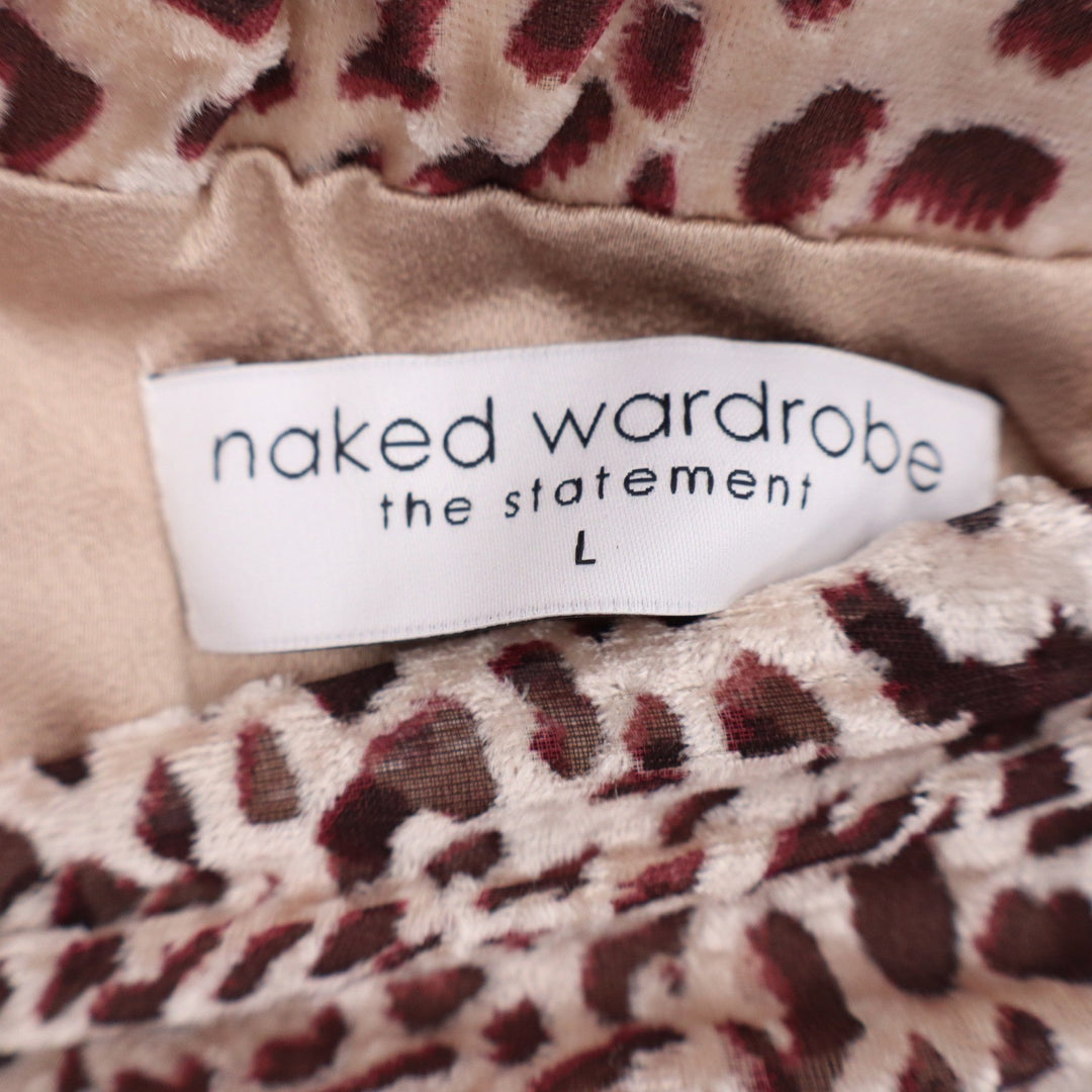 Naked Wardrobe Leopard Print Ruffle Mini Skirt Velvet Burnout Large