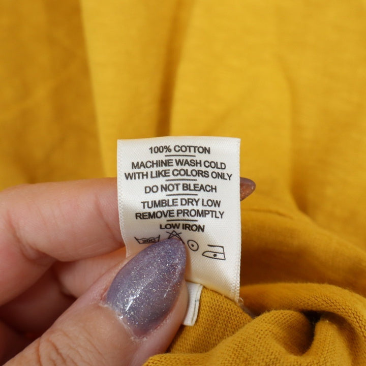 American Giant Premium Slub T-Shirt Mens L Yellow Cotton Long Sleeve Crew Neck
