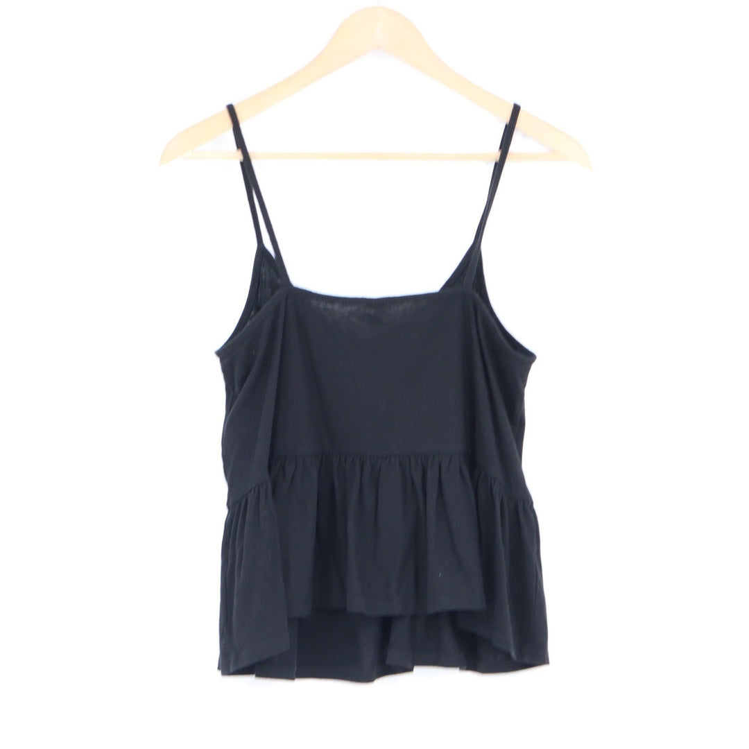 Wishlist Black V-Neck Peplum Camisole Spaghetti Strap Tank Top Size M