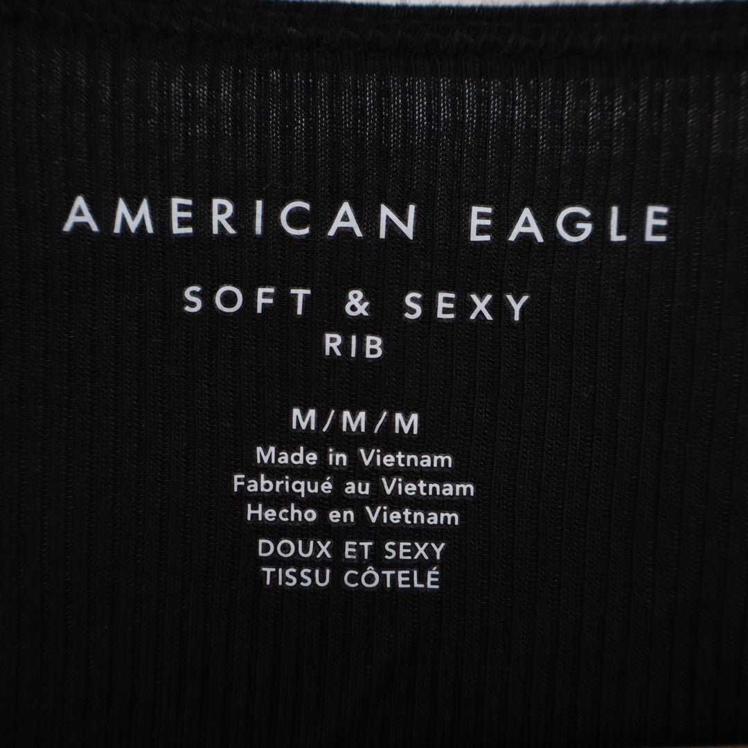 American Eagle Outfitters Soft & Sexy Crop Tank Top Womens Medium Black Ribbed