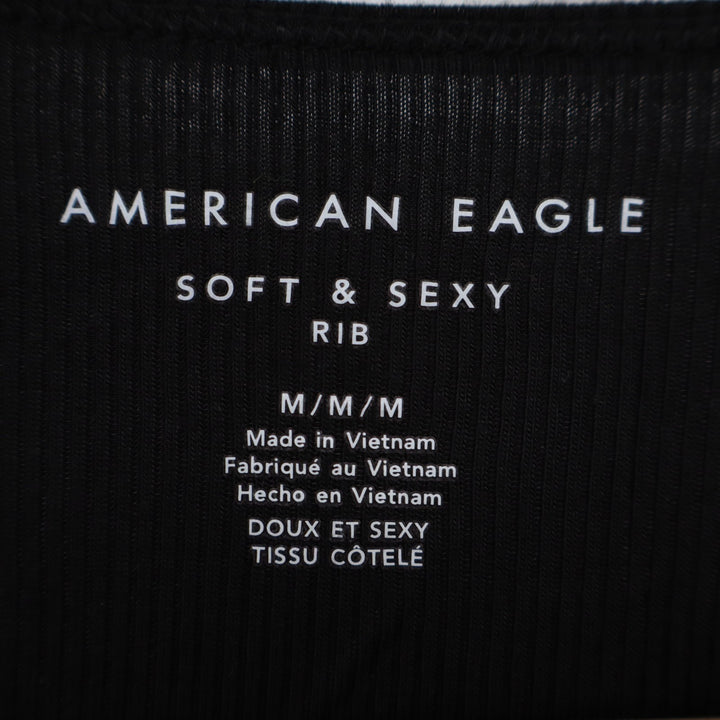 American Eagle Outfitters Soft & Sexy Crop Tank Top Womens Medium Black Ribbed
