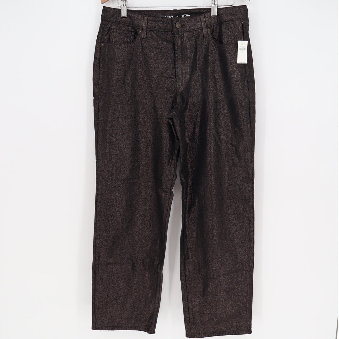 Old Navy OG Loose High-Rise Metallic Bronze Coated Jeans 12