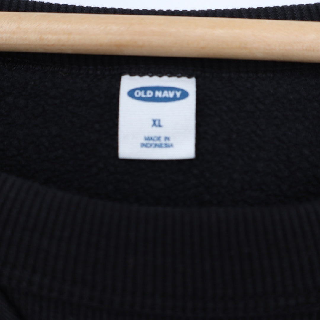 Old Navy Women's XL Black Crewneck Sweatshirt Raglan Sleeve V-Stitch Pullover